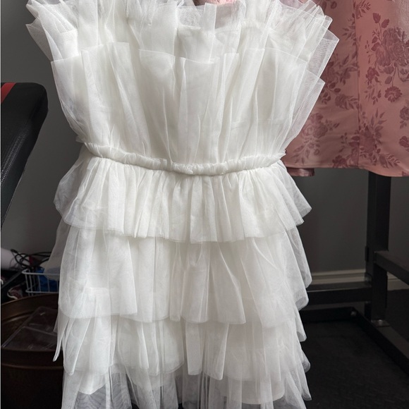 Birdy Grey White Layered Tulle Dress with Straps - Picture 4 of 4